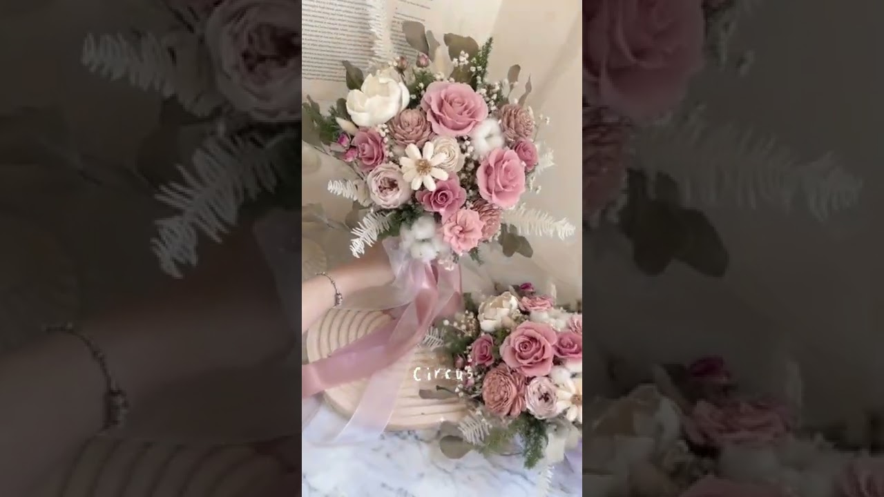 台湾 モランピンク バラの花束 ドライフラワー 色褪せない花束 結婚式