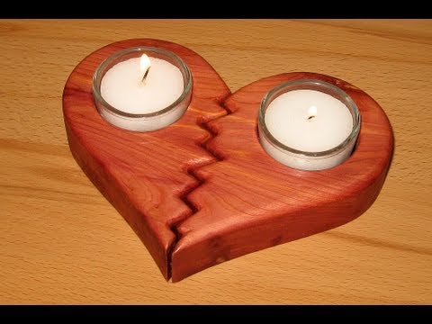 Easy scroll saw project - a broken heart candle holder 