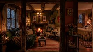 Across the Frozen Valley, a Lonely Cabin Still Burns Warmly | Cozy Fireplace Sounds for Deep Sleep