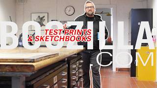 BOGZILLA printing test prints and making those into sketcbhooks #processvideo #sketchbook