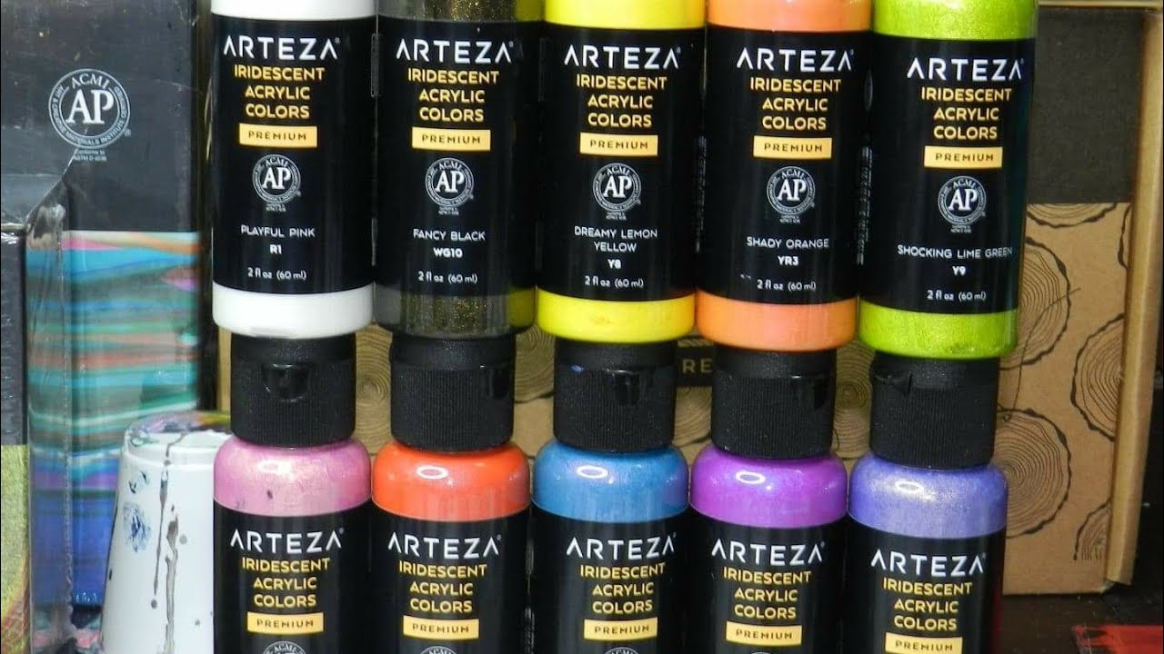 518 New Arteza Iridescent Acrylic Paints Unboxing And Mixing Youtube