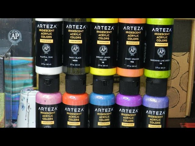 166 IRIDESCENT PAINT FROM ARTEZA REVIEW ACRYLIC POURING Gorgeous