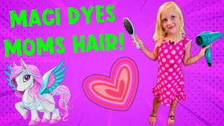 Maci dyes mommy’s hair! | mommy makeover | hair dye | family fun | Crazy kids and another adventure