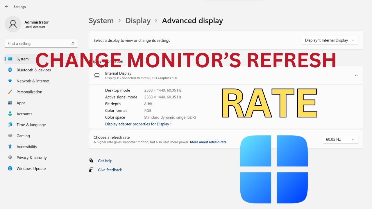 How Do I Change Monitor Refresh Rate in Windows - YouTube