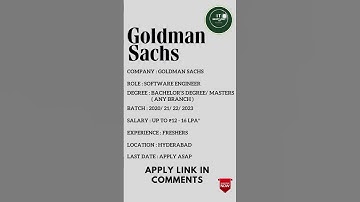 Goldman Sachs Recruitment Drive 2023 | For Software Engineer #goldmansachs | latest job updates