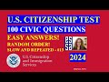 2024 Random 100 Civics Questions and Answers | U S  Citizenship Interview | Slow Easy Answer #13