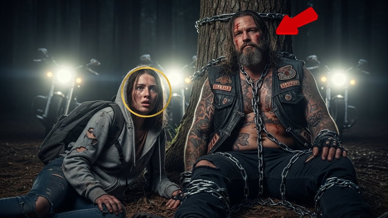 Бездомная девушка-подросток наткнулась на члена байкерского клуба «Ангелы ада», прикованного к де...