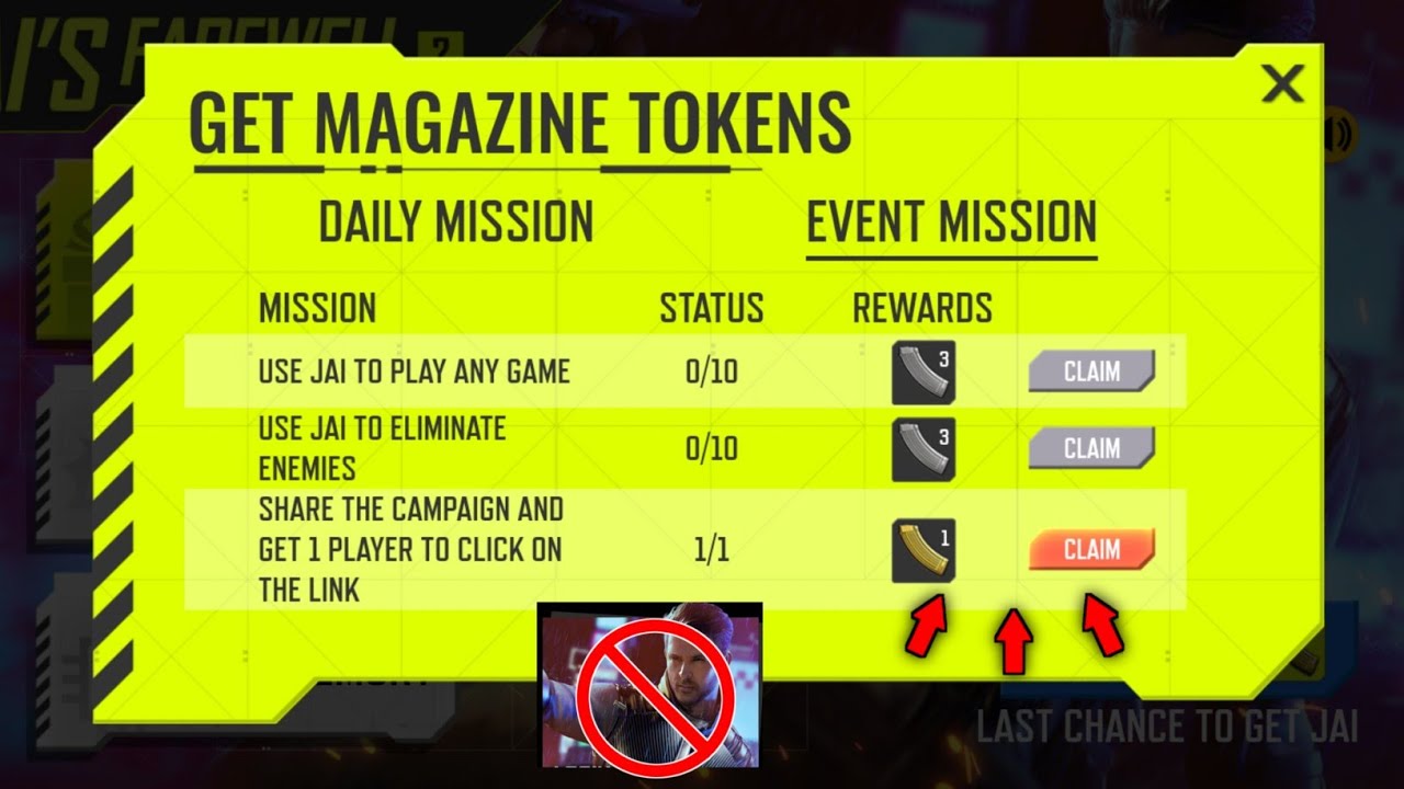 How To Get Golden Magazine Token Freefire || Jai Gloo Wall Mission Problem😒