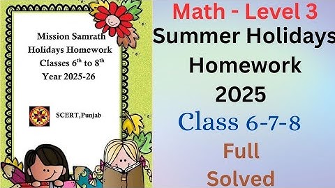 Mission Samrath Math Level 3 Holidays Homework | Class 6 - 8 Math Level 3Homework Solved 2025