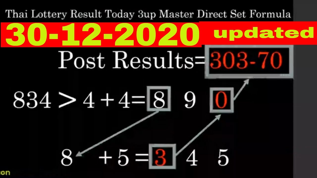 30 12 2020 Thai Lottery Result Today 3up Master Direct Set Formula Youtube
