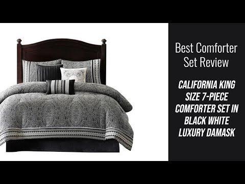 comforter-set-review---california-king-size-7-piece-comforter-set-in-black-white-luxury-damask