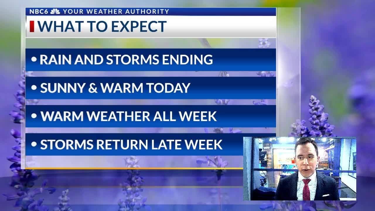 Sunny and warm Monday, more storms later this week - YouTube