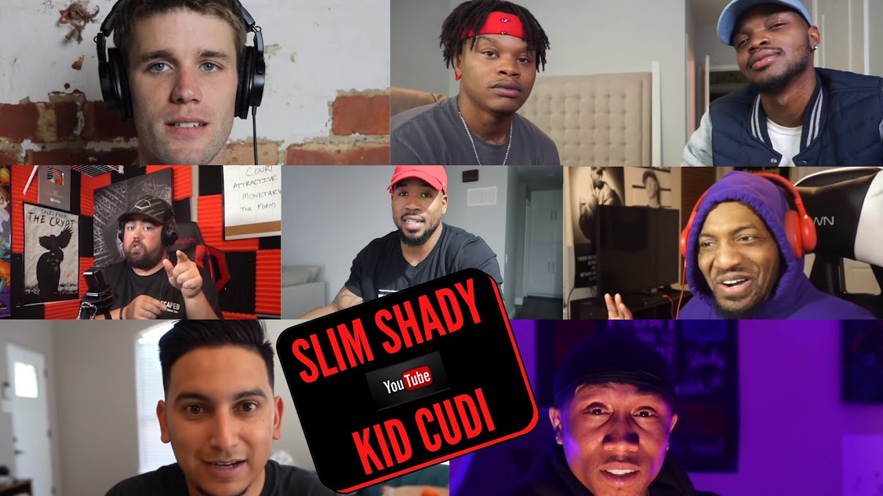 Kid Cudi - The Adventures Of Moon Man & Slim Shady ft. Eminem | Youtubers react Compilation