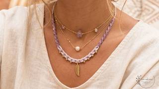 DIY Boho Macrame Necklace with Leaf Charm & Beads Step-by-Step