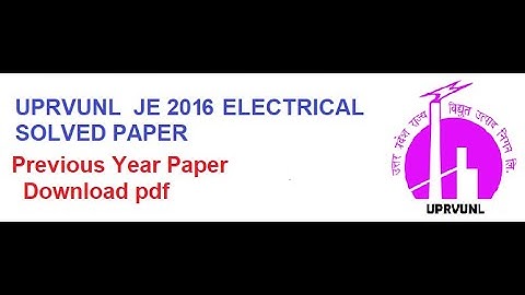 UPRVUNL JE 2016 Electrical Paper Solved | UPRVUNL JE Electrical Previous year Paper