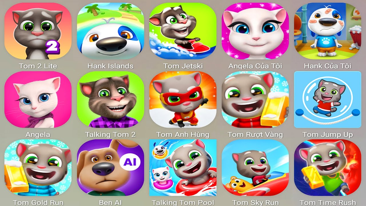 Talking Tom,Annoying Uncle Punch Game,Talking Ben,My Hank,My Cat,Talking Angela,Talking Tom Gold Run