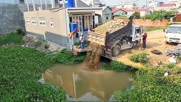 Good FIRST New Project Landfill Flooded Area Delete Pond wihh Bulldozer Pushing & Dump truck 5Ton.