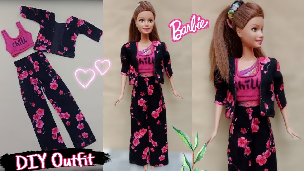 DIY wide leg pant & mini jacket for Barbie doll |doll dress making||A-Doll designer❤️