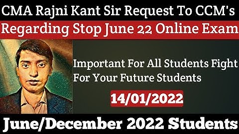 CMA Rajni Kant Sir request To CMA CCM