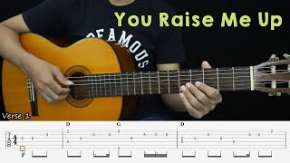 You Raise Me Up - Josh Groban - Fingerstyle Guitar Tutorial + TAB & Lyrics chords