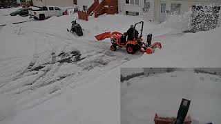 Kubota Bx Tractor Snow Blowing Garage Area A Pic In Pic Video