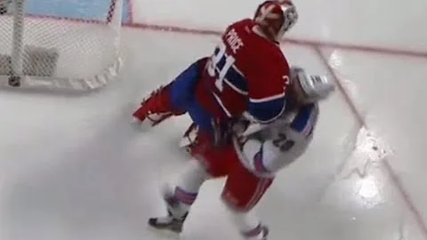 Carey Price Hit on Chris Kreider *Added Angle (10/...