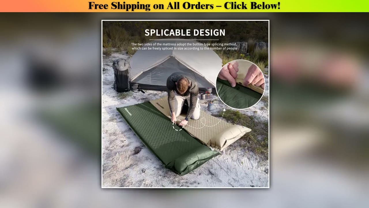 Naturehike 2025 New Camping Self Air Mattress 10cm Thicken Splicable Double Air Sleeping Bed