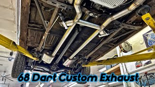 Custom 1968 Dodge Dart exhaust system. Pypes Super Turbo mufflers. QTP electric cutouts.