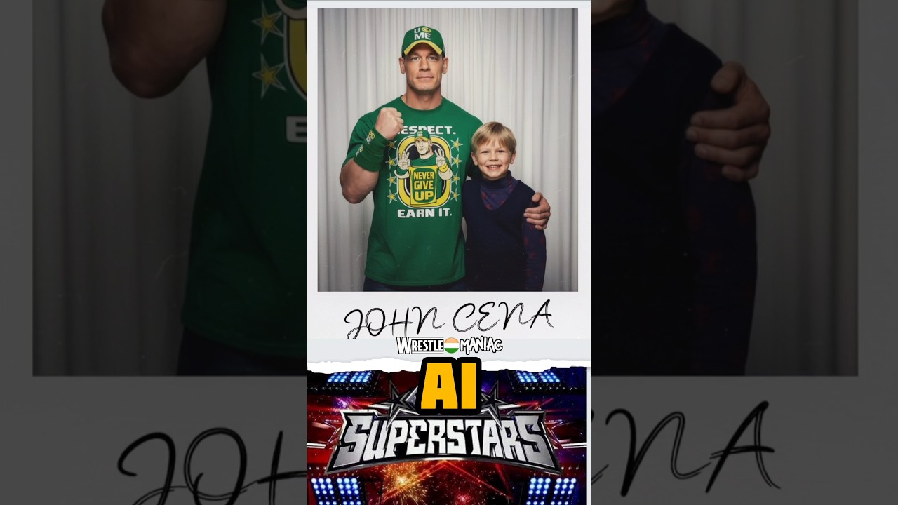 WWE Superstars AI image - with their childhood pics John Cena Roman Reigns Cody Rhodes Usos RKO