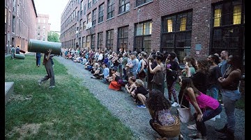 Mill Town,  Work part 2, by Stephan Koplowitz, a site-specific work at the Bates Mill Complex (2017)