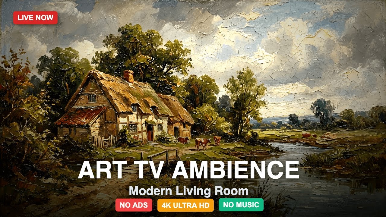 4K ART TV Screensaver | HDR Thatched Roof Cottage | Ambient Background Loop