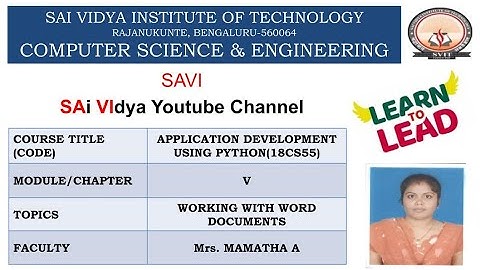 ADP(18CS55)-MODULE V-WORKING WITH WORD DOCUMENTS-LECTURE 5