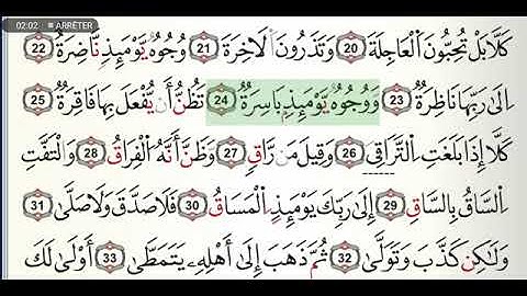 سورة القيامة مكتوبة للشيخ القارئ ياسين الجزائري برواية ورش عن نافع