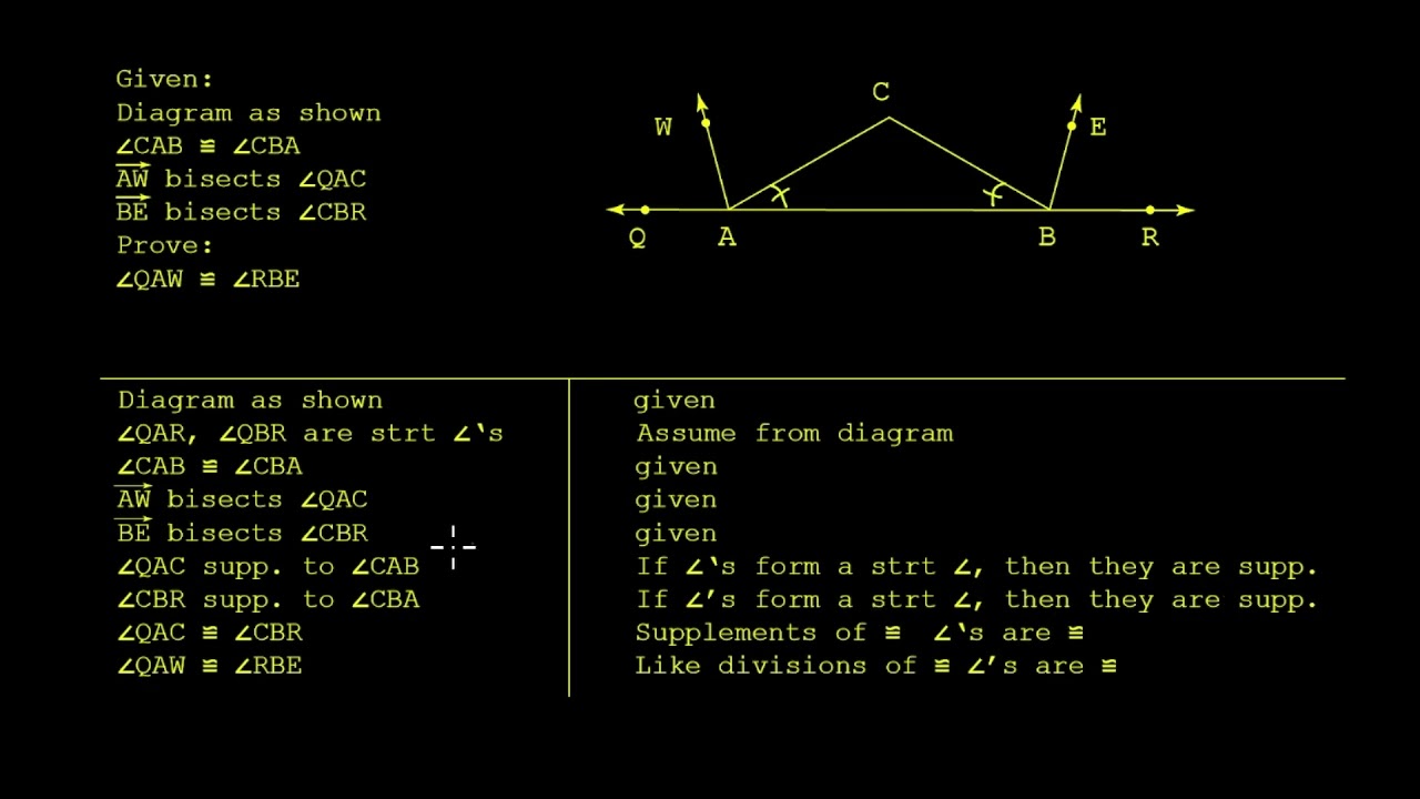 Proof Angle Bisection and Supplements