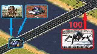Can IFV Tanya defend the bridge vs 100 Terror Drones - Red Alert 2
