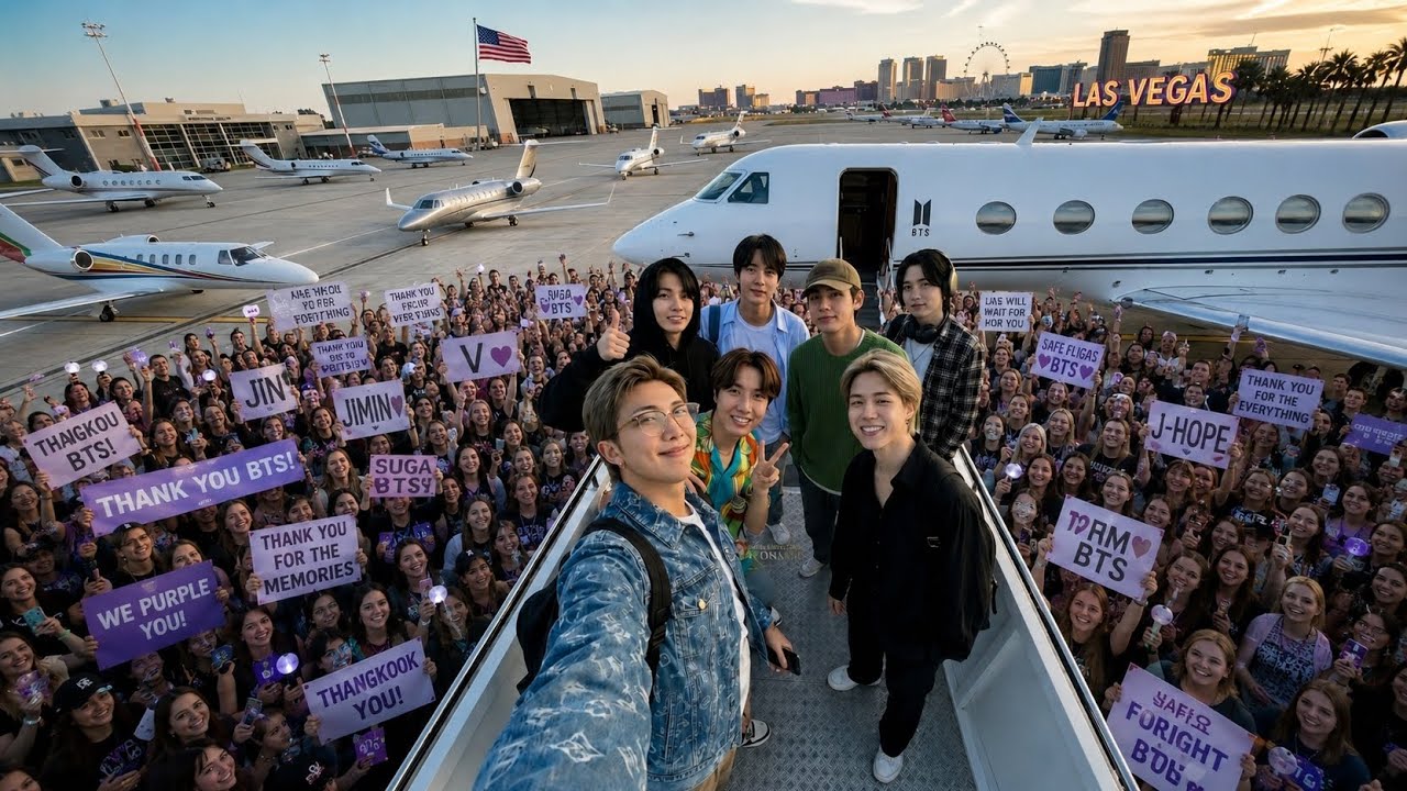 BTS Leaves Las Vegas Today ✈️ Fans Cry as They Say Goodbye at the Airport 😭💜