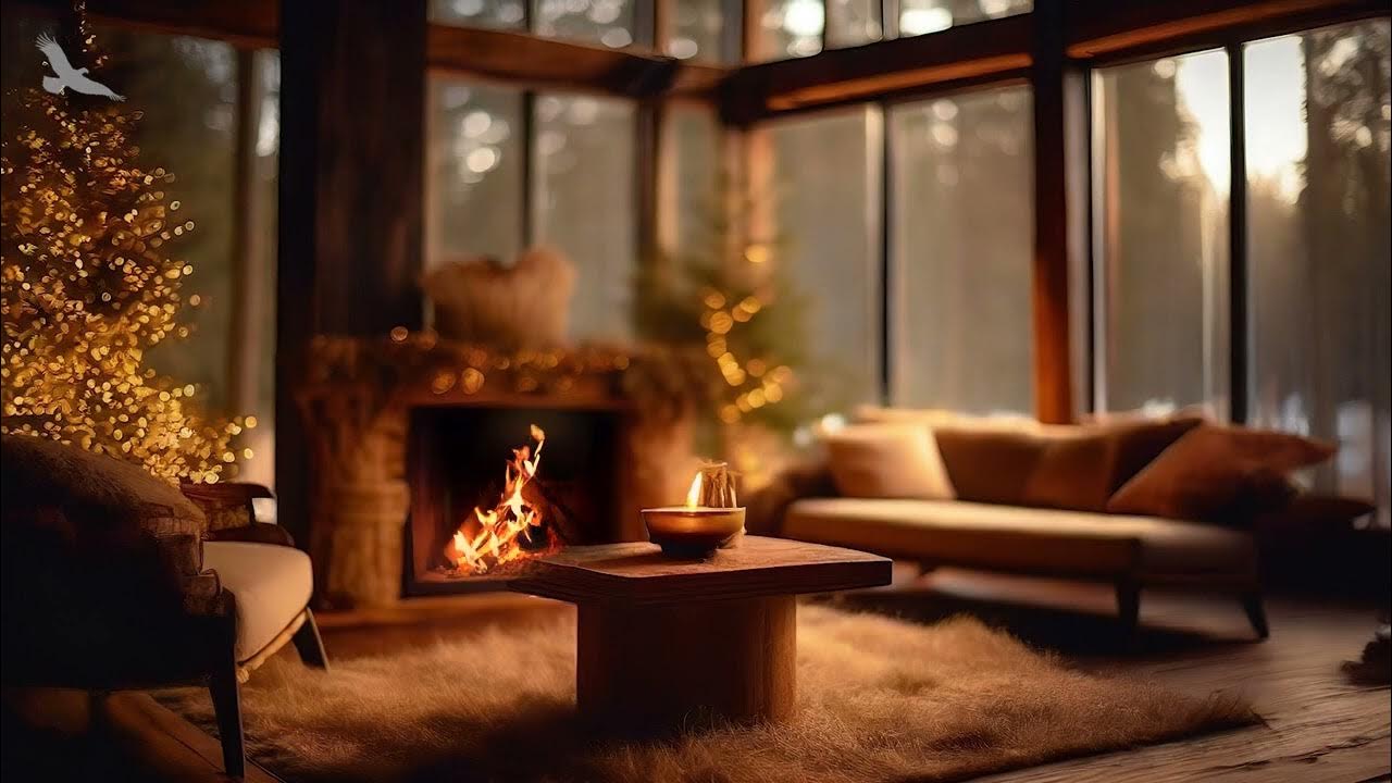 Wood Cabin Fireplace Ambience with Crackling Fire Sounds🔥 Burning