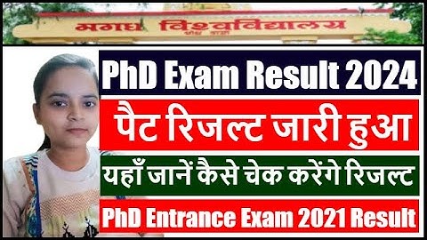 Magadh University PhD Entrance Result 2024 | Magadh University PAT Result 2023 | MU PhD Result 2024