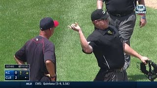 KC@CLE: Francona ejected after arguing hit-by-pitch