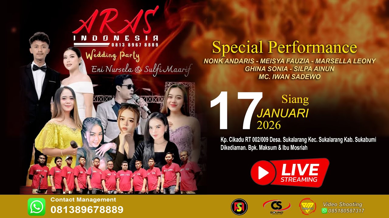 LIVE ARAS INDONESIA  DALAM ACARA WEDDING PARTY  ENI NURSELA & SULFI MAARIF