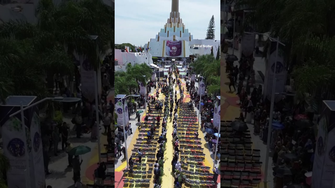 ENTRAN AL TEMPLO DE LA IGLESIA LA LUZ DEL MUNDO, GUADALAJARA JALISCO, DRONE 