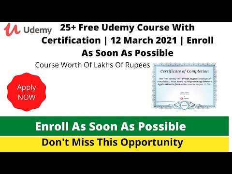 25+ Free Udemy  Course With Certification | 12 March 2021  | Enroll As Soon As Possible