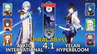 New 4.1 Abyss│Ayato International & Yelan Hyperbloom | Floor 12 - 9 Stars | Genshin Impact