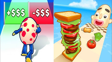 Sandwich Runner VS Monster Egg - All Levels SpeedRun Gameplay Android iOS Ep1