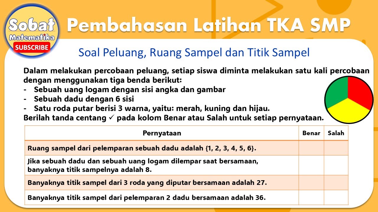 Soal Peluang Ruang Sampel Pembahasan Latihan Tes Kemampuan Akademik TKA SMP 