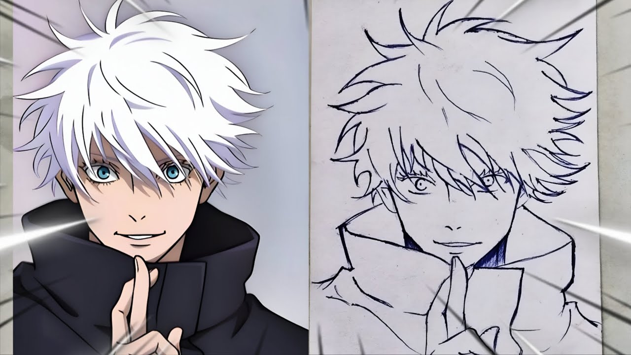 1 Minute Gojo Satoru Drawing Tutorial 🔥 Mirai Draws - YouTube