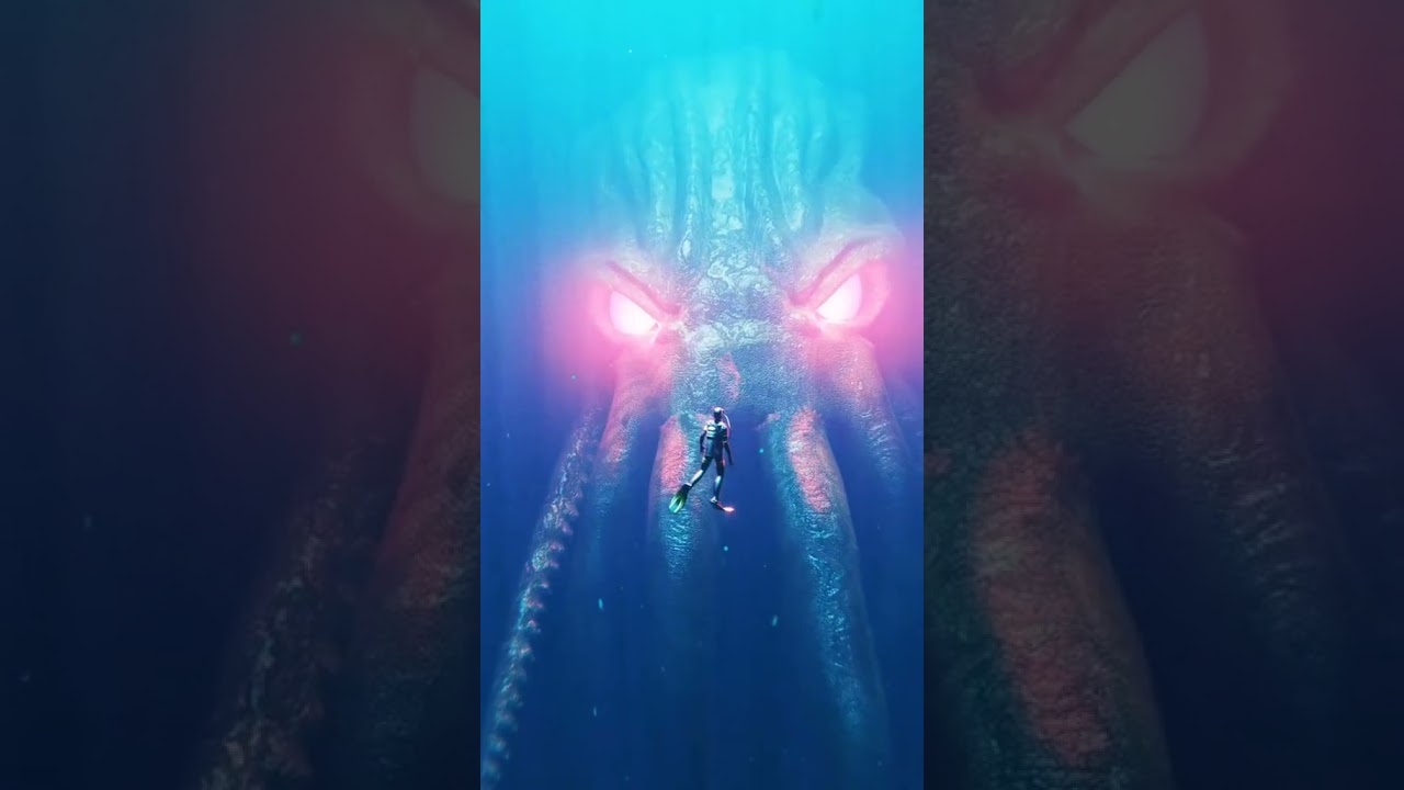 Scary giant octopus under the sea 