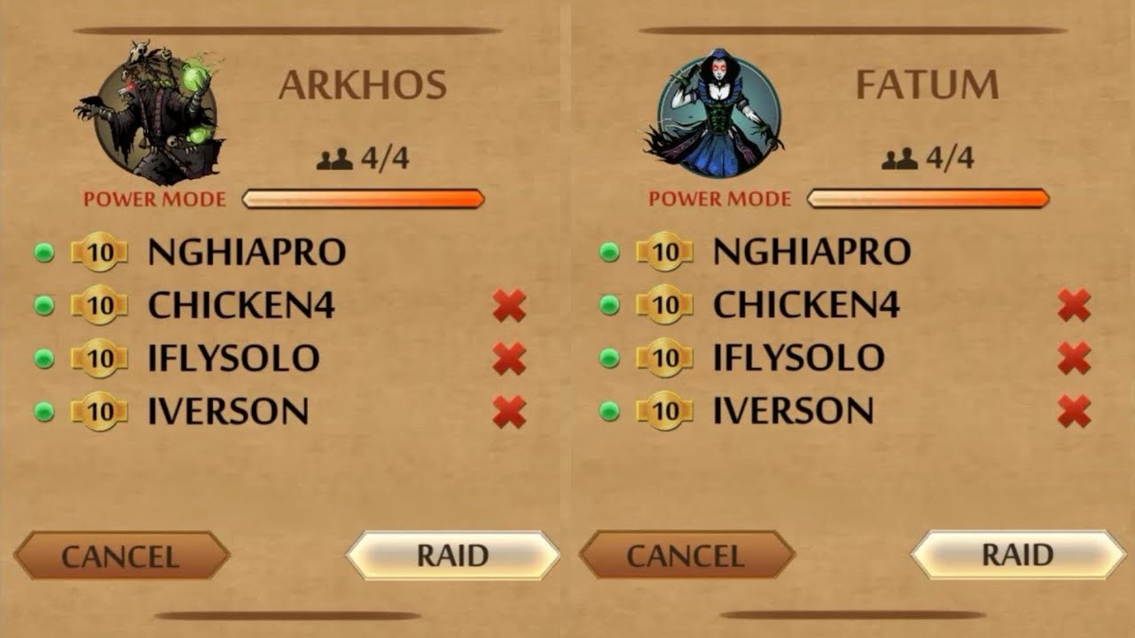 Shadow fight 2 Underworld Fatum and Arkhos power mode