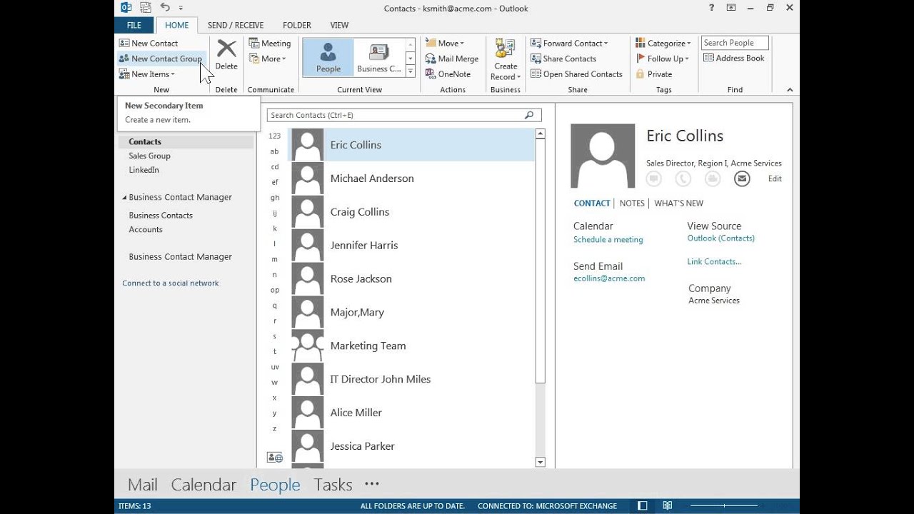 Outlook 2013 Add People To A Contact Group YouTube
