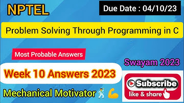 Problem Solving Through Programming in C | Week 10 Quiz | Assignment 10 Solution | NPTEL | SWAYAM